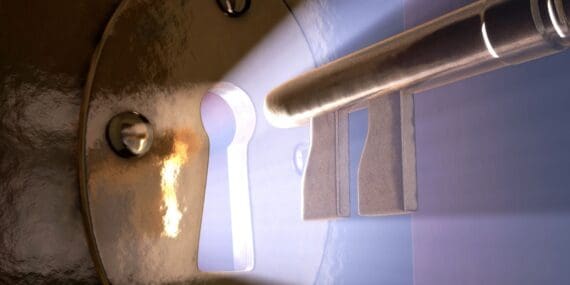 key entering door lock